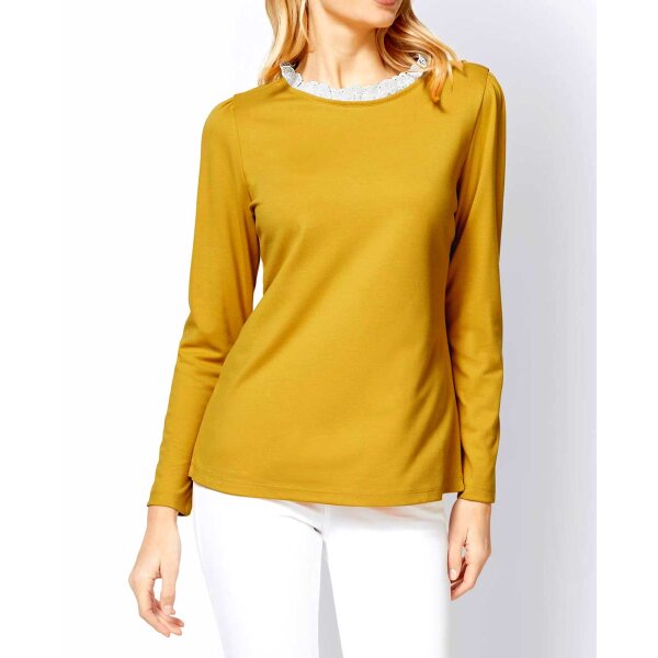 Designer-Jerseyshirt m. Spitze, ocker