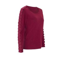 Sweater with silk and lace, dark red