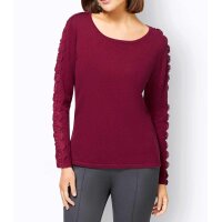 Sweater with silk and lace, dark red