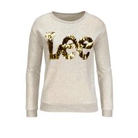 Marken-Sweatshirt m. Pailletten, ecru-melange