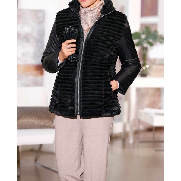 Jacket with weave fur, black