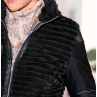 Jacket with weave fur, black