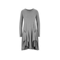 Knit dress with curved hem, grey-blend
