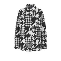 Fleece blouse jacket, black-white