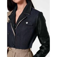 Patchwork-Trenchcoat mit Leder, bunt
