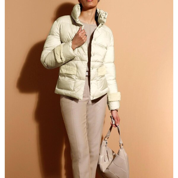 Marken-Steppjacke m. Fellimitat, sand