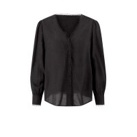 Seiden-Bluse mit Bogenspitze, schwarz