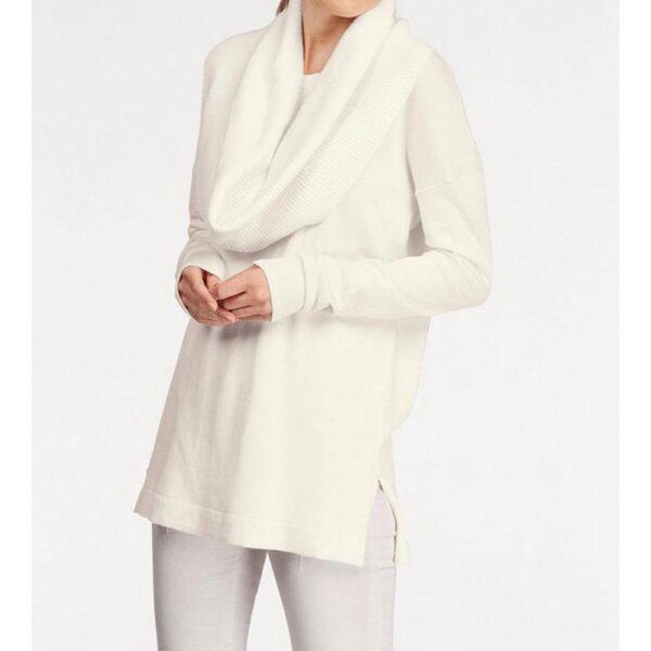 Damen-Pullover m. Loopschal, creme