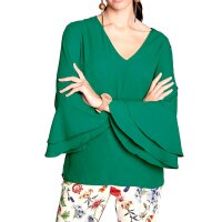 Designer-Bluse m. Volants, grün
