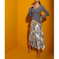 Lyocell panel skirt, ecru-ochre-grey