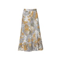 Lyocell panel skirt, ecru-ochre-grey
