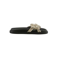 Braid look mule with metalic trim, black-golden coloured