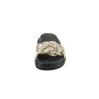 Braid look mule with metalic trim, black-golden coloured