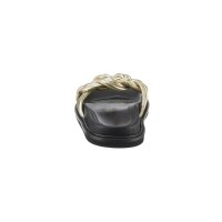 Braid look mule with metalic trim, black-golden coloured