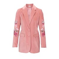 Designer-Samtblazer m. Stickerei, rosa