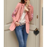Velvet blazer with embroidery, rosé