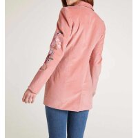 Velvet blazer with embroidery, rosé