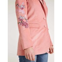 Velvet blazer with embroidery, rosé