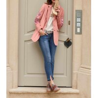Velvet blazer with embroidery, rosé