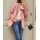 Velvet blazer with embroidery, rosé