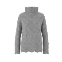 Structured knit sweater with turtleneck, stone grey