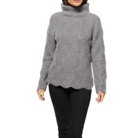 Structured knit sweater with turtleneck, stone grey