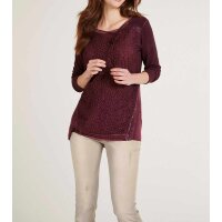 Shirt m. Spitze, bordeaux