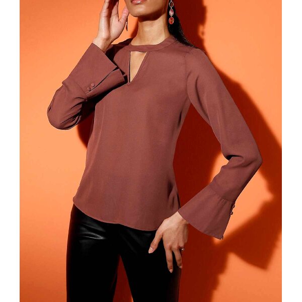 Bluse m. Cut-Out, rotbraun