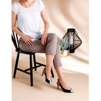 Cowhide nappa leather sling pumps, black-beige