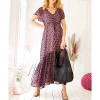 Designer-Chiffon-Druckkleid, dunkelrot-fuchsia