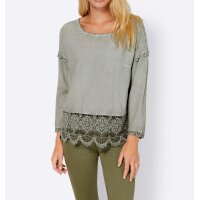 Designer-Bluse m. Spitze, schilf