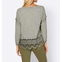 Designer-Bluse m. Spitze, schilf