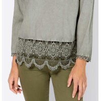 Designer-Bluse m. Spitze, schilf