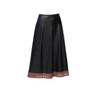 Leather imitation skirt, black-camel