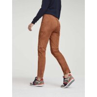 Goat velours trousers with zipper, terracotta