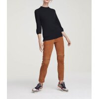 Goat velours trousers with zipper, terracotta