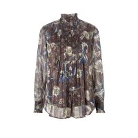 Bluse + Top, braun-bunt