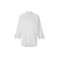 Designer-Stehkragenbluse m.Cut-Outs, weiß