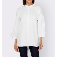 Stand-up collar blouse with cut-outs, white