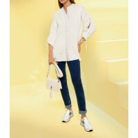 Stand-up collar blouse with cut-outs, white