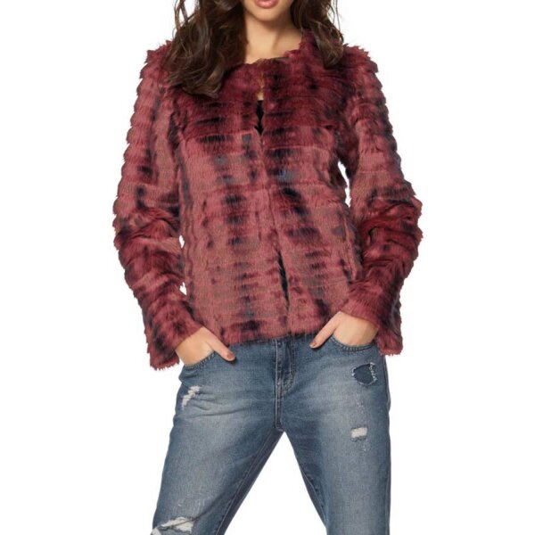 Weave fur jacket, bordeaux