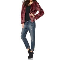 Weave fur jacket, bordeaux