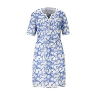 Druckkleid m. Spitze, rauchblau-weiß