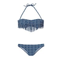 Marken-Bandeau-Bikini, blau-weiß