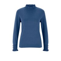 Sweater with ruffles, denim blue