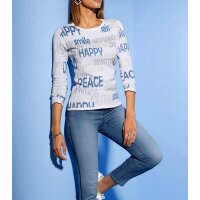 Jacquardstrickpullover m. Glitzersteinchen, ecru-blau