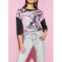 Druckshirt m. Nieten, schwarz-mauve