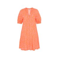 Blouse print dress, orange-rose