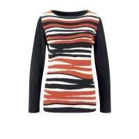 Sweter z wzorem intarsji, czarno-czerwony wzór