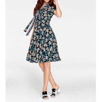 Designer-Druckkleid m. Schluppe, bunt